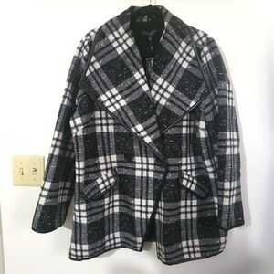 Black and White Plaid Coat
